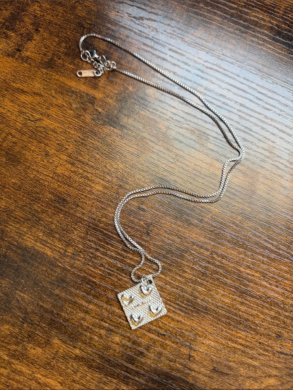 Silver Tone Heart pill Square Pendant Necklace - Women Jewelry stainless